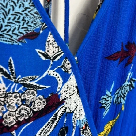 Band of Gypsies Blue Floral Wrap Maxi Dress Medium - Picture 7 of 10